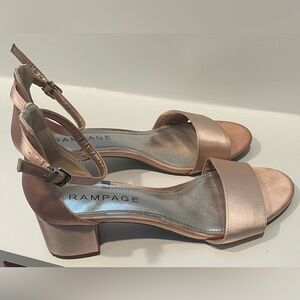 Rampage Satin Block Heel Sandals - Blush